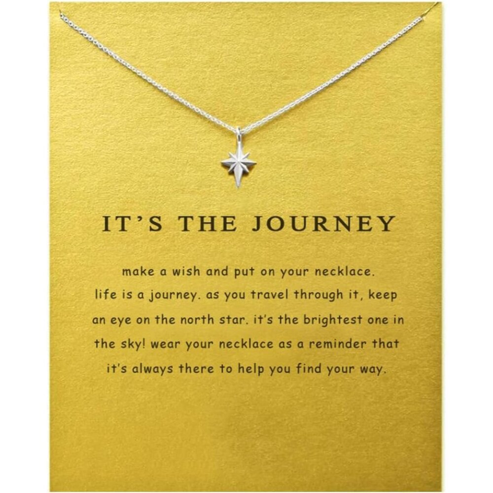 Friendship Compass Necklace Good Luck Butterfly Pendant Chain Necklace with Mess